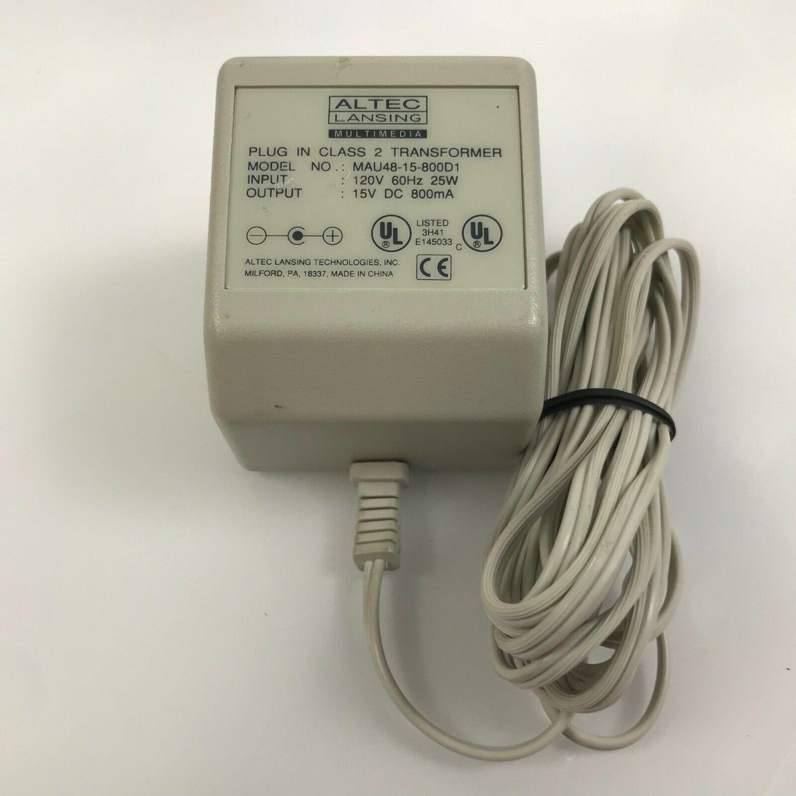 New 15V 800mA Altec Lansing MAU48-15-800D1 Plug-In Class 2 Transformer AC Adapter - Click Image to Close